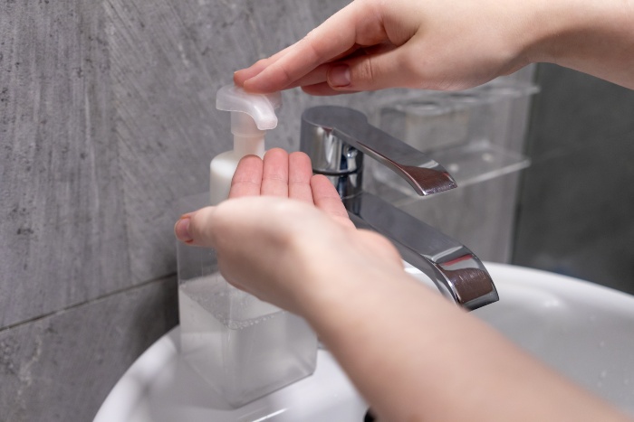 Portable Handwashing Station being used outdoors in Rancho Cordova, CA